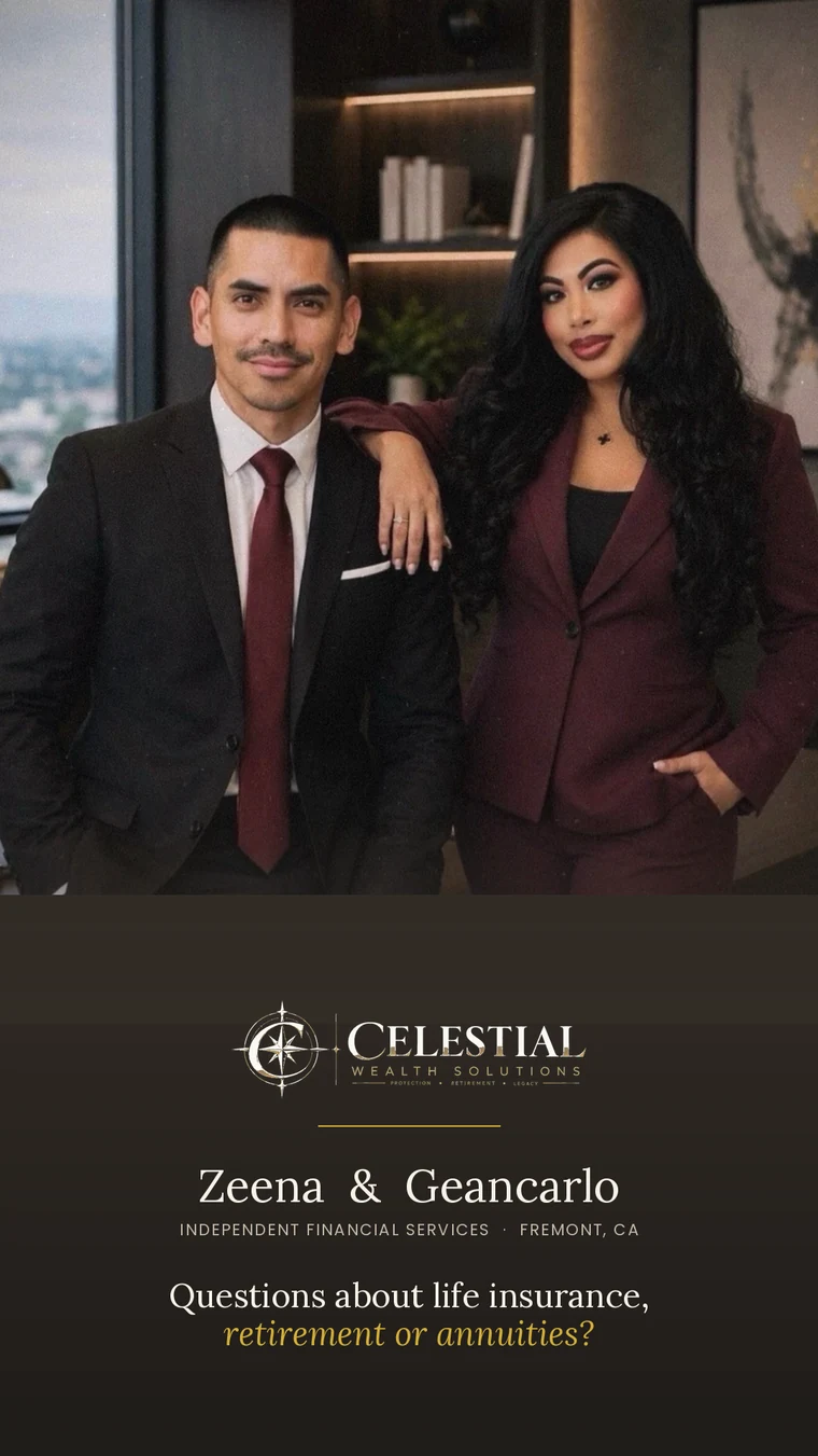 Zeena and Geancarlo Carmona, Co-Founders and Licensed Insurance Professionals at Celestial Wealth Solutions